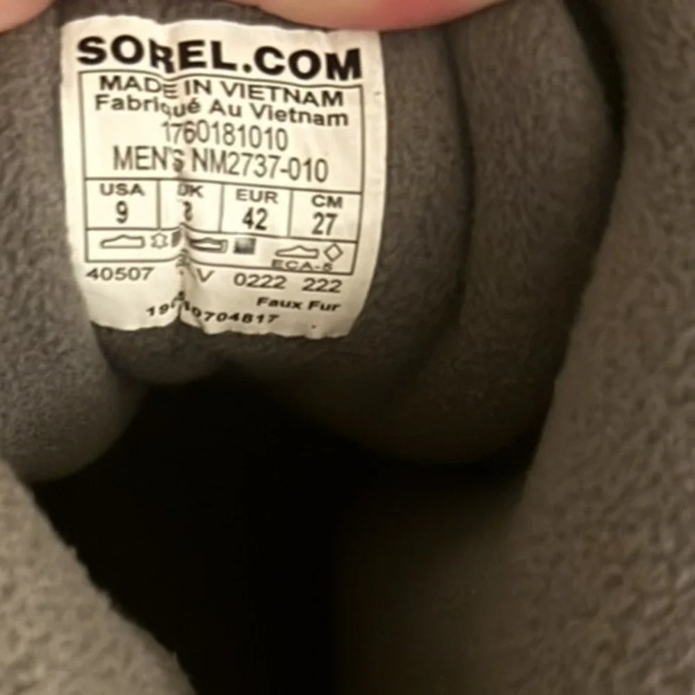 Sorel Buxton Lace Men's Winter Boots Size 9 Waterproof Insulated Black